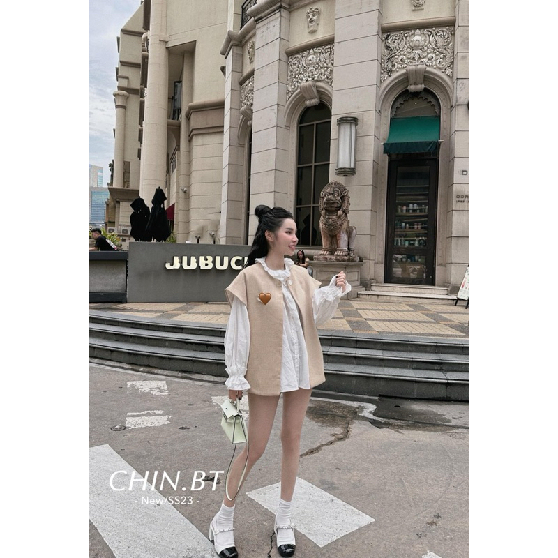 Set Sơ mi phối gile dạ Hương Bi