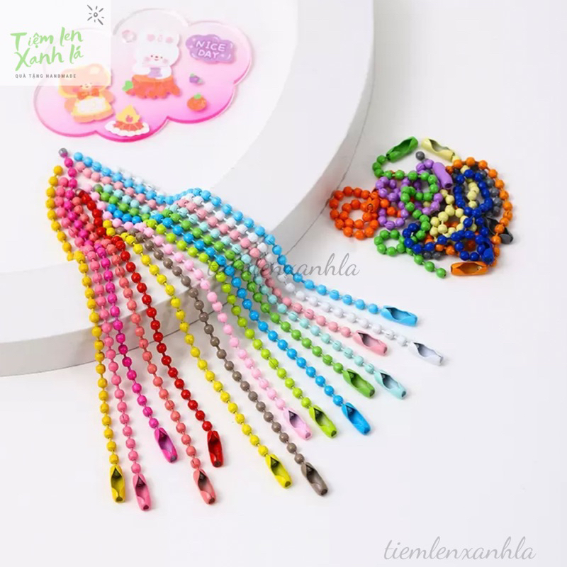 Set 20/50/100 dây bi 10cm màu sắc pastel làm móc khoá