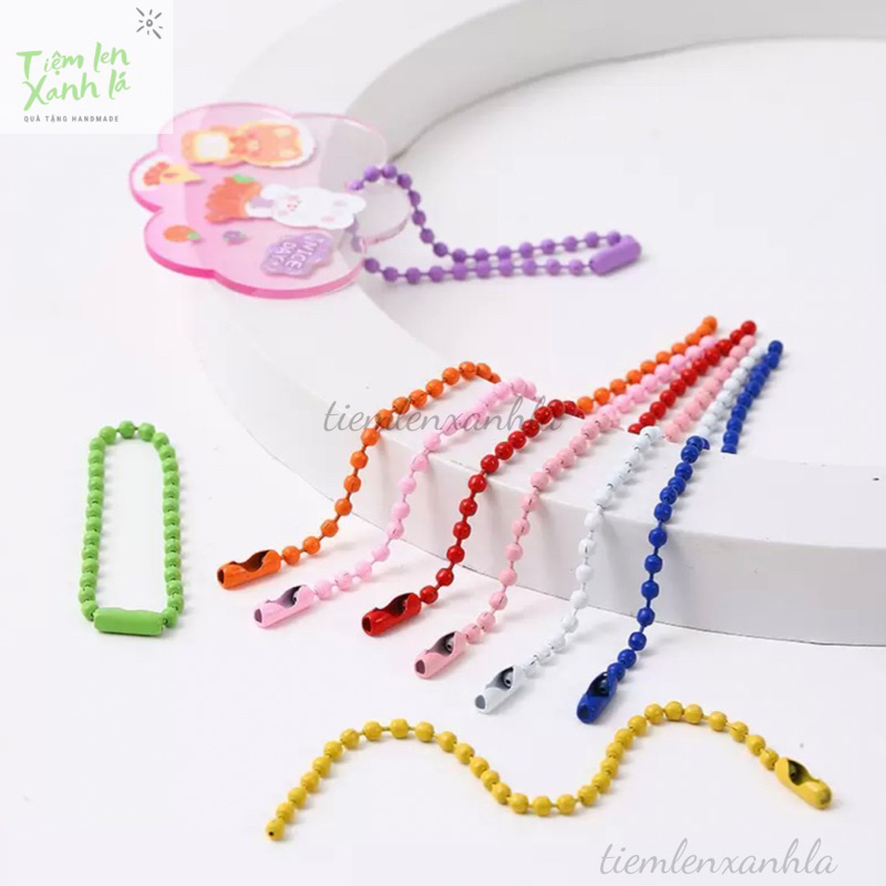 Set 20/50/100 dây bi 10cm màu sắc pastel làm móc khoá