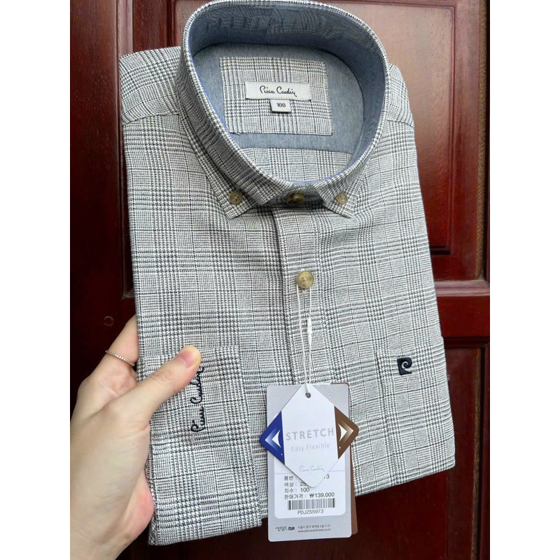 Sơ mi dài tay nam Pier.re Car.din chất dạ nhung tăm 8 mầu dáng slimfit