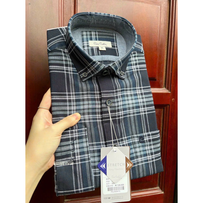 Sơ mi dài tay nam Pier.re Car.din chất dạ nhung tăm 8 mầu dáng slimfit