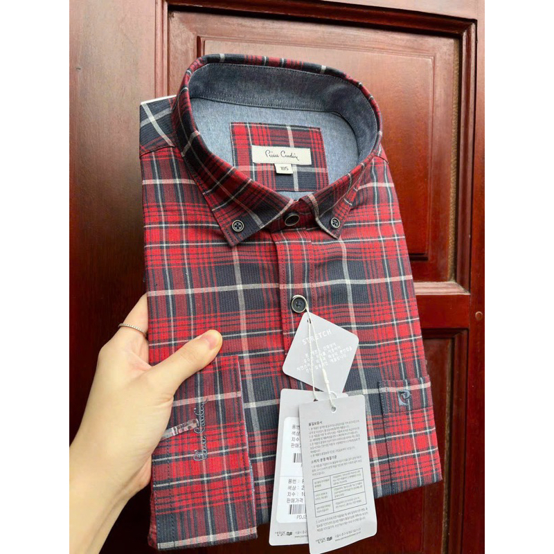 Sơ mi dài tay nam Pier.re Car.din chất dạ nhung tăm 8 mầu dáng slimfit