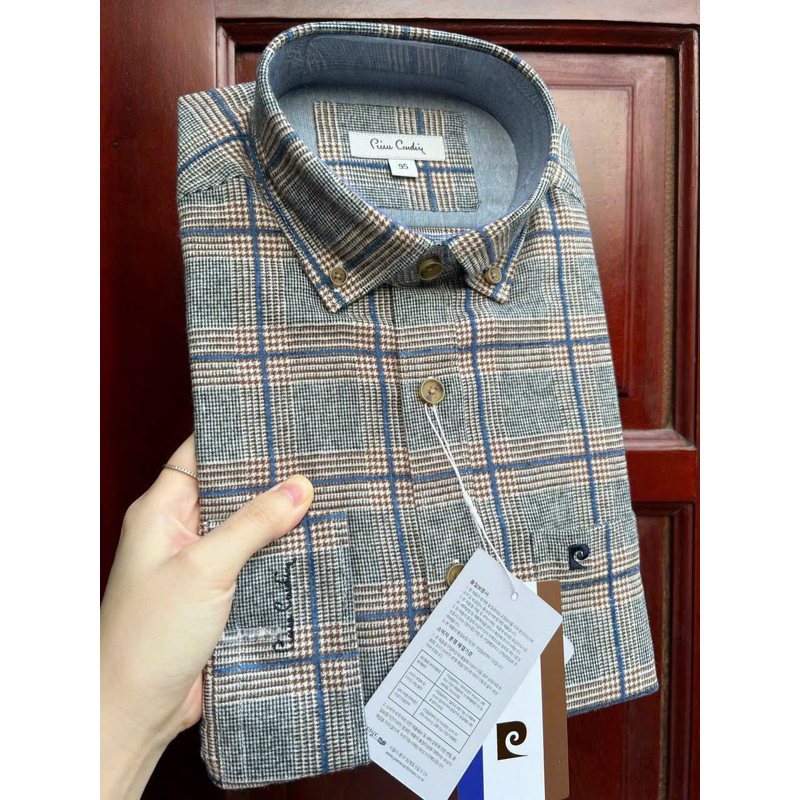 Sơ mi dài tay nam Pier.re Car.din chất dạ nhung tăm 8 mầu dáng slimfit