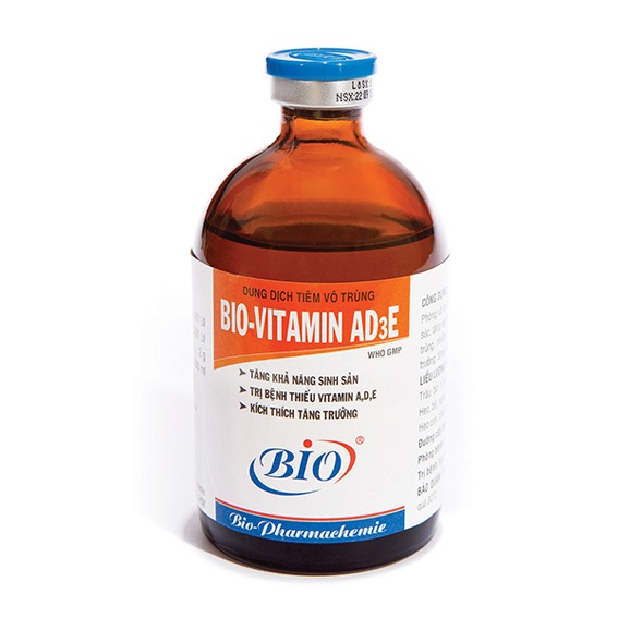 BIO-VITAMIN AD3E CHAI 20ml. Thú nuôi nhanh lớn, tăng khả năng sinh sản cho chó, mèo, gà, vịt, heo, bò