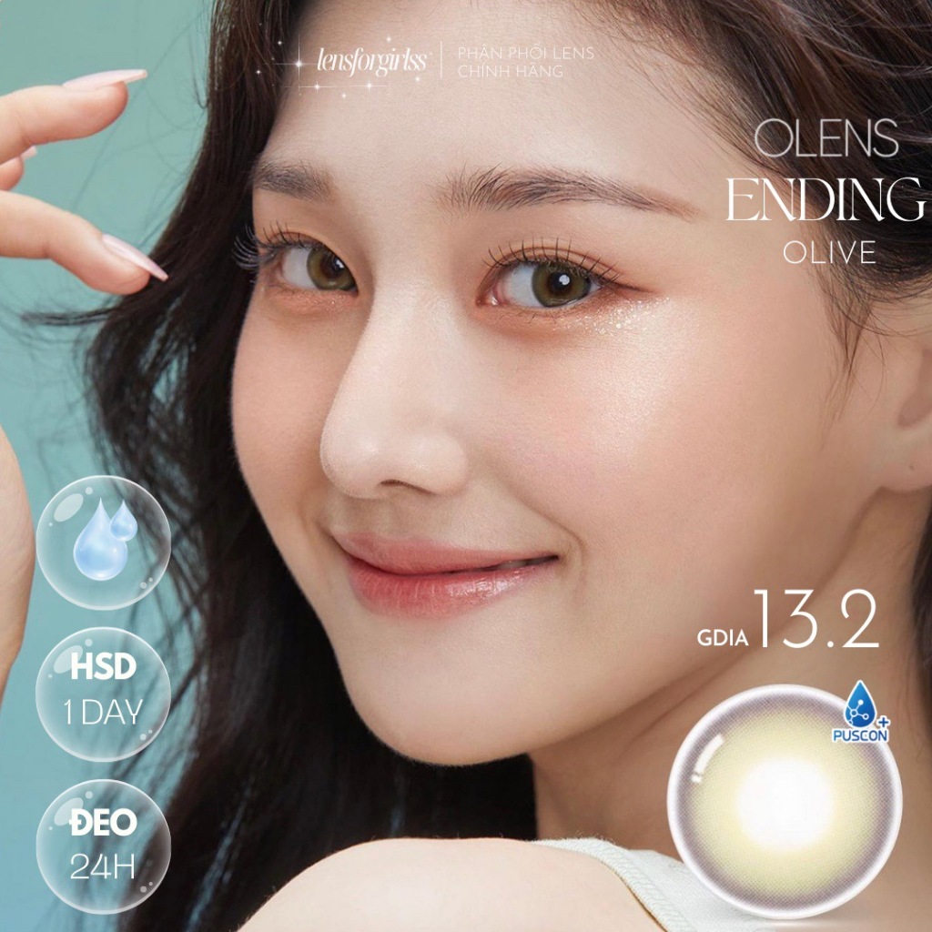 Kính áp tròng 1 NGÀY ENDING OLIVE chính hãng OLENS | Lens 1 ngày | LENSFORGIRLSS