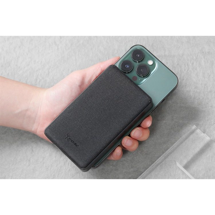 Pin sạc dự phòng Polymer 10000mAh Không dây Magnetic Type C PD QC3.0 20W Xmobile PowerLite P181P Đen