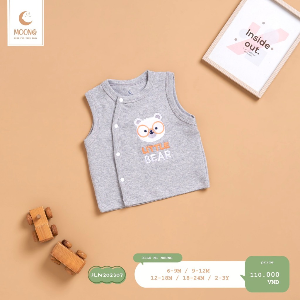 Áo gile cho bé Moon vải nỉ nhung dày giữ nhiệt M2307