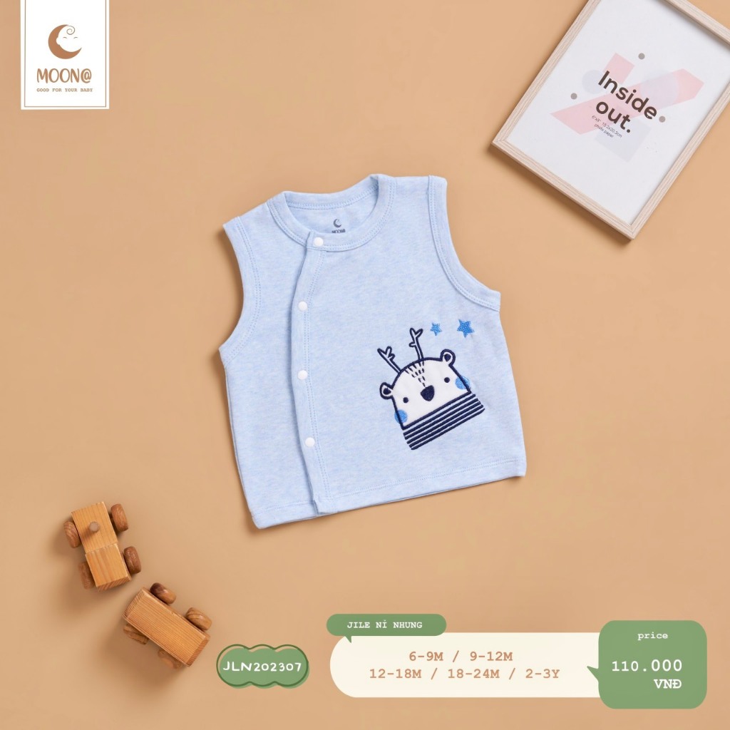 Áo gile cho bé Moon vải nỉ nhung dày giữ nhiệt M2307