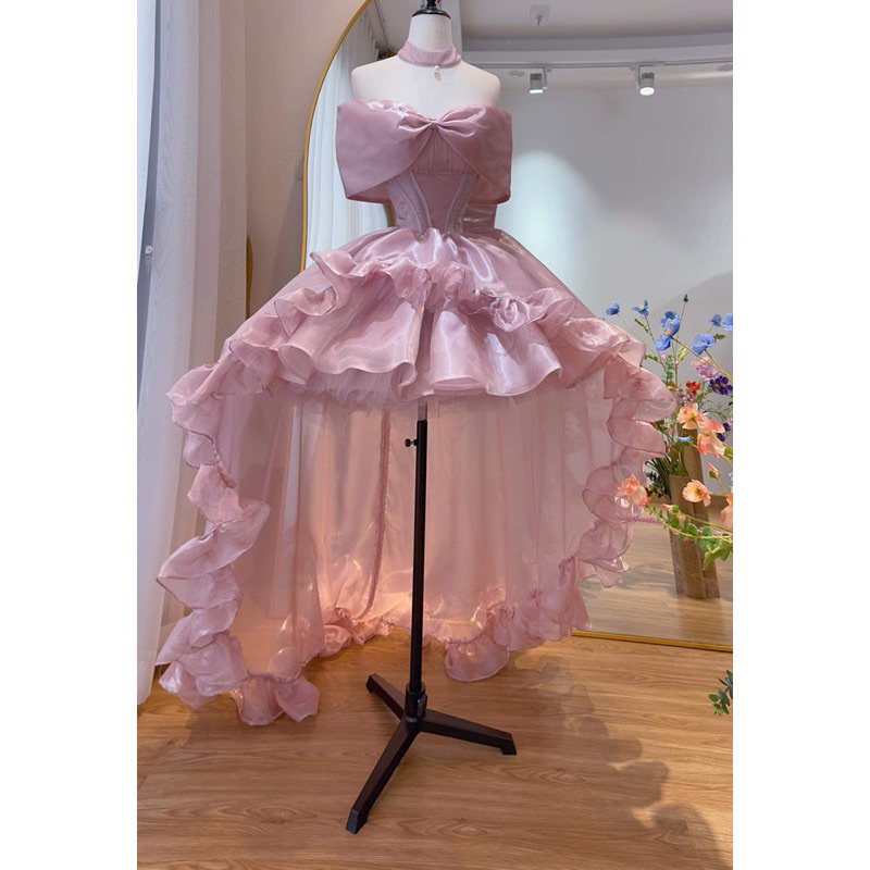 Siêu Phẩm Đầm Váy Công Chúa Voan Tơ Thiết Kế Hai Lớp Kèm Áo Choàng Phong Cách Sang Trọng Ngọt Ngào