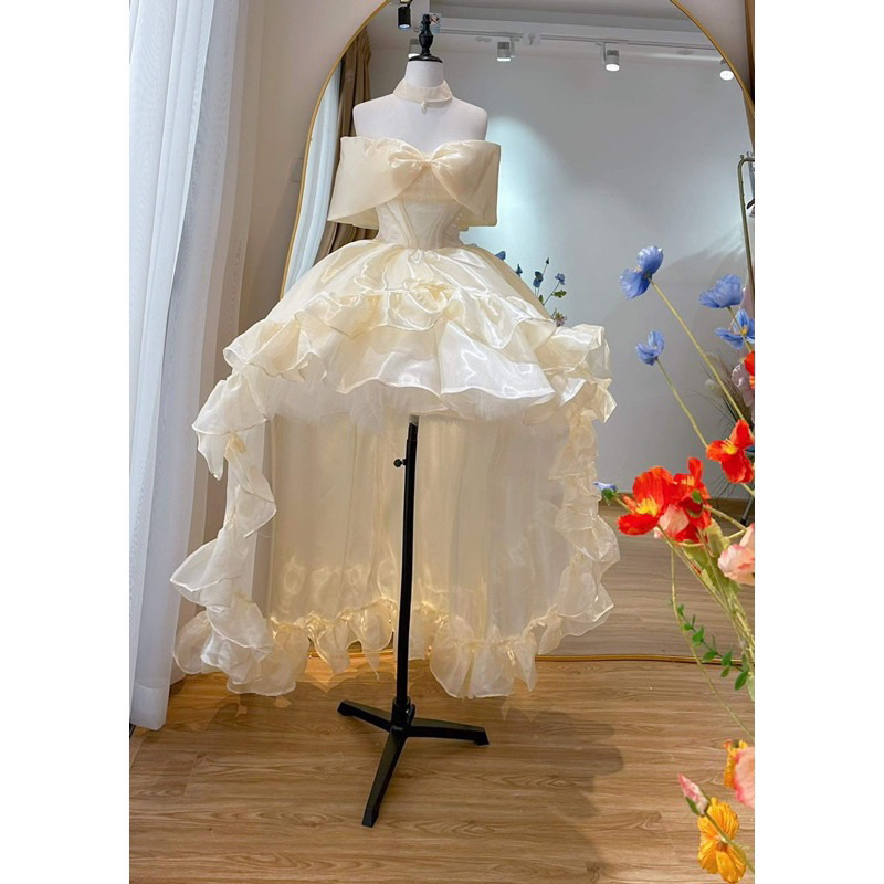 Siêu Phẩm Đầm Váy Công Chúa Voan Tơ Thiết Kế Hai Lớp Kèm Áo Choàng Phong Cách Sang Trọng Ngọt Ngào