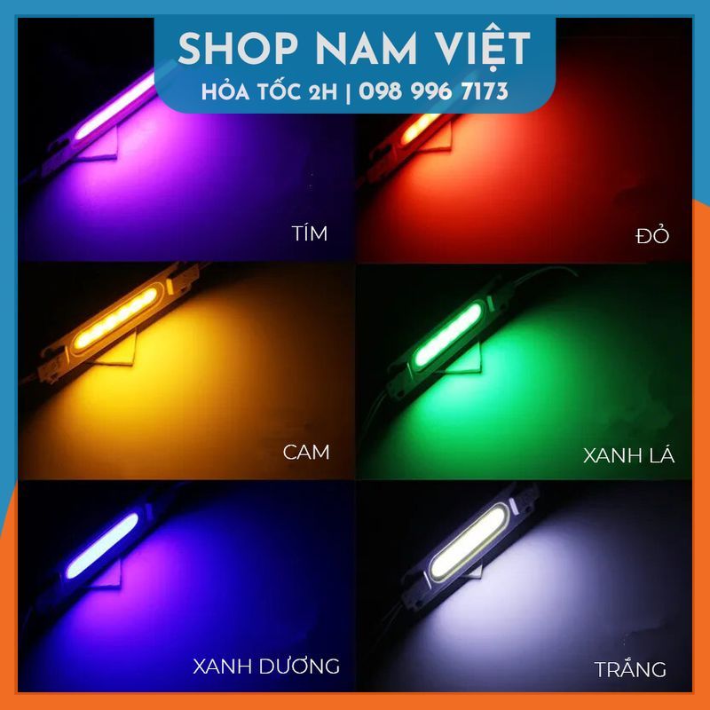 10 Bóng LED Module COB 12/24V Trang Trí Bảng Hiệu Siêu Sáng, Chống Nước