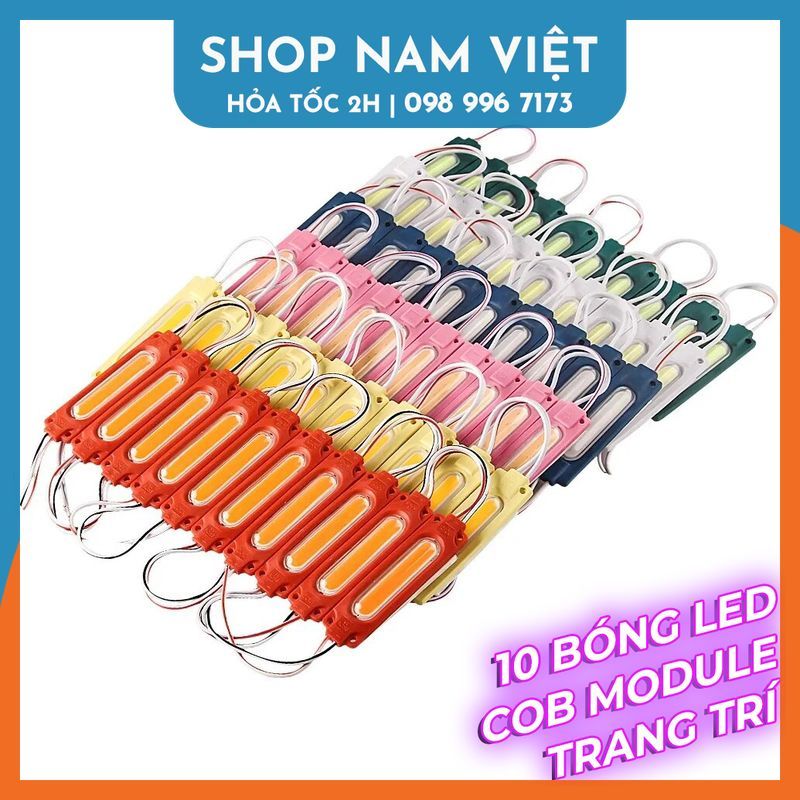10 Bóng LED Module COB 12/24V Trang Trí Bảng Hiệu Siêu Sáng, Chống Nước