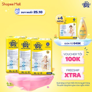 [MẪU MỚI] Combo 3 Tã dán UniDry Siêu khô thoáng gói Jumbo mới size S54/M46/L40/XL38