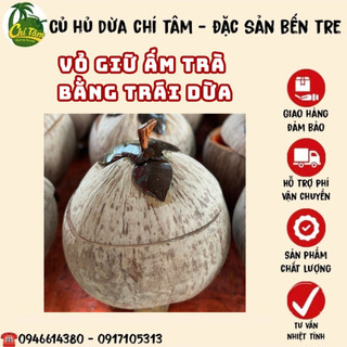 Vỏ giữ ấm bình trà bằng trái dừa màu tự nhiên - Mỹ nghệ từ dừa