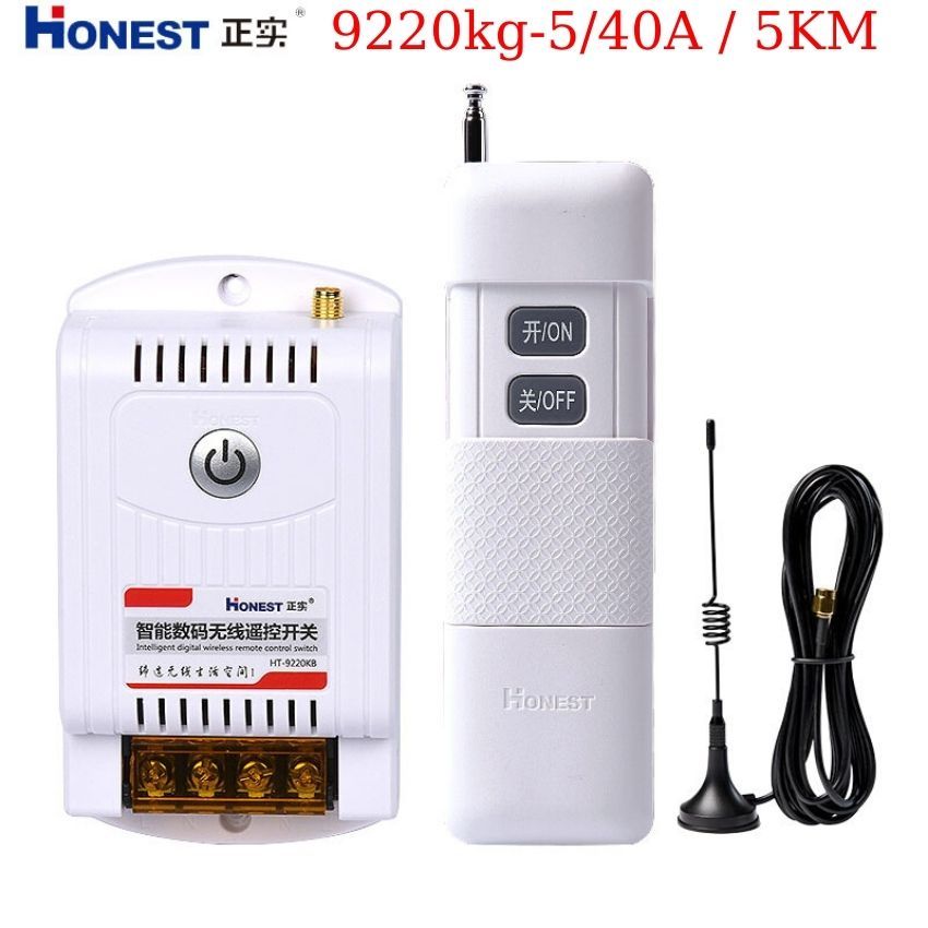 CÓ HỌC LỆNH] Bộ công tắc điều khiển từ xa 5Km Honest công suất lớn 40A/220V 9220KG-5- CHÍNH HÃNG HON