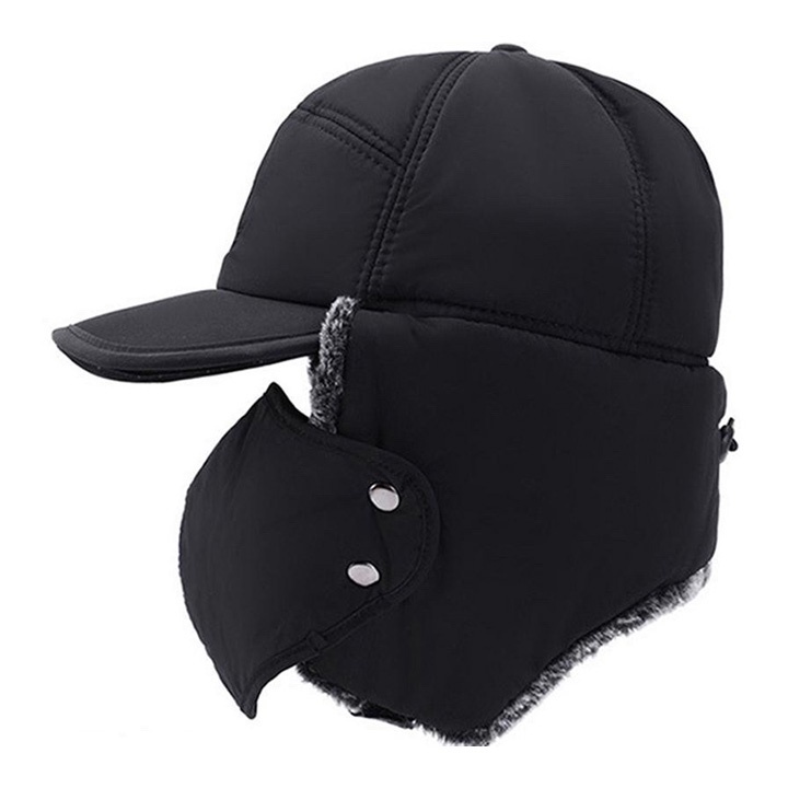 Mũ nam lót lông Mũ Lưỡi Trai Lót Lông Trùm Tai Kèm Khẩu trang