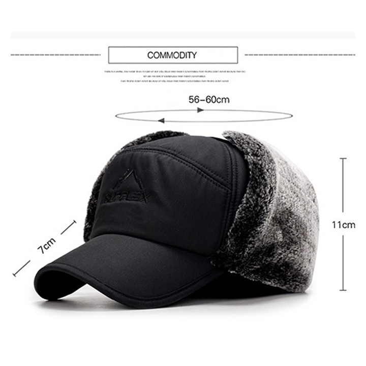 Mũ nam lót lông Mũ Lưỡi Trai Lót Lông Trùm Tai Kèm Khẩu trang