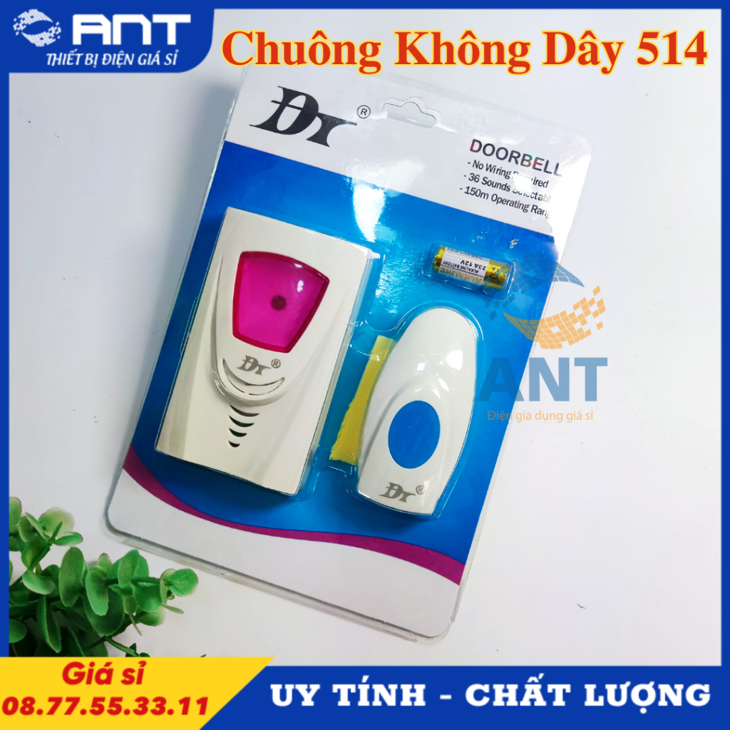 Bộ chuông gắn cửa nhà báo khách không dây, chuông cho người già dùng pin, âm thanh lớn với 16 giai điệu