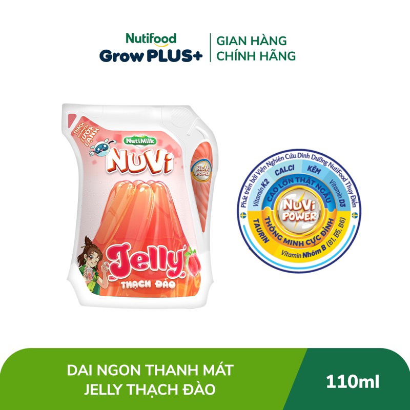 COMBO 3Thạch trái cây Nutifood Nuvi hương nho,đào túi 110ml