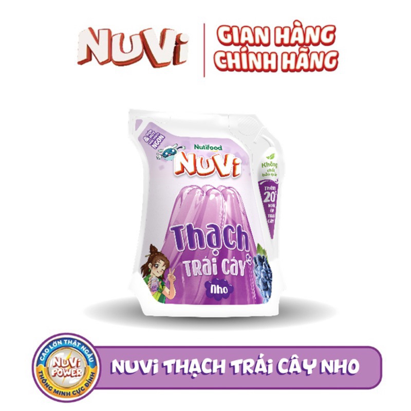 COMBO 3Thạch trái cây Nutifood Nuvi hương nho,đào túi 110ml
