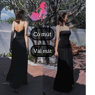 Đầm hai dây xoắn hở lưng dáng dài, váy nữ maxi ôm body dự tiệc đi biển G226