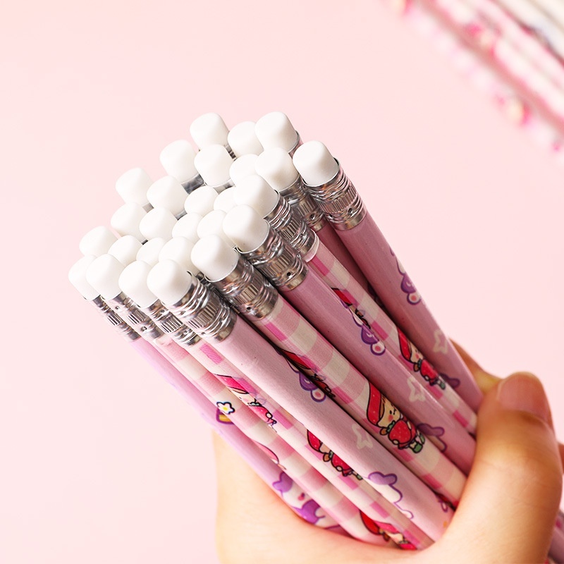 Set 6 Bút Chì Gỗ H.B Có Đầu Tẩy Họa Tiết Hoạt Hình Cute Dễ Thương Nhiều Mẫu Mã Lựa Chọn