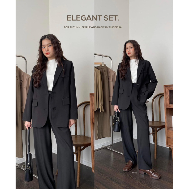 39260 SET BLAZER DÀI TAY HAI LỚP KÈM QUẦN