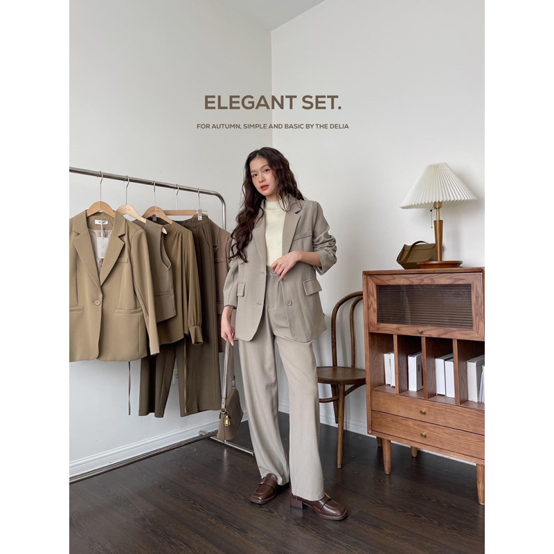 39260 SET BLAZER DÀI TAY HAI LỚP KÈM QUẦN