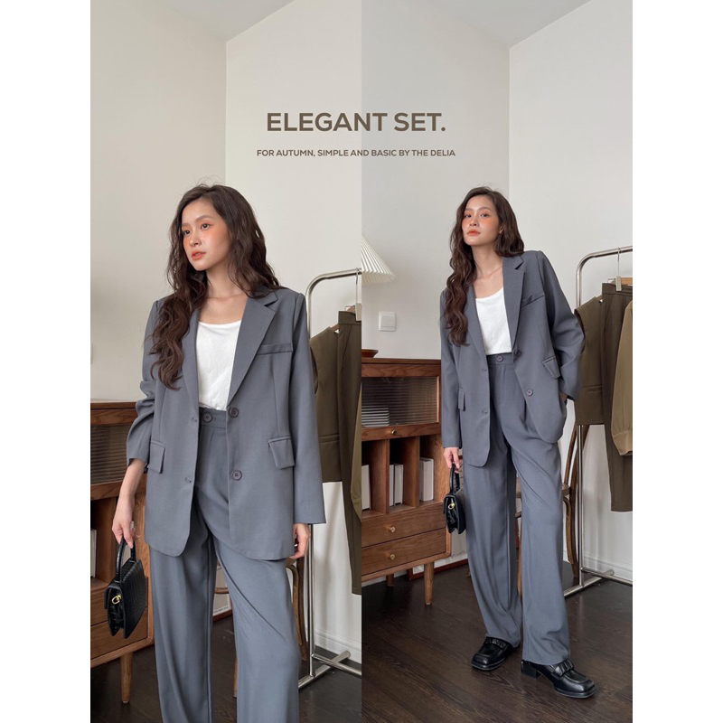 39260 SET BLAZER DÀI TAY HAI LỚP KÈM QUẦN