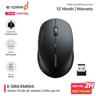 Chuột văn phòng không dây e-dra em604w black - độ phân giải 1600 dpi - kết nối wireless 2.4ghz - hàng chính hãng