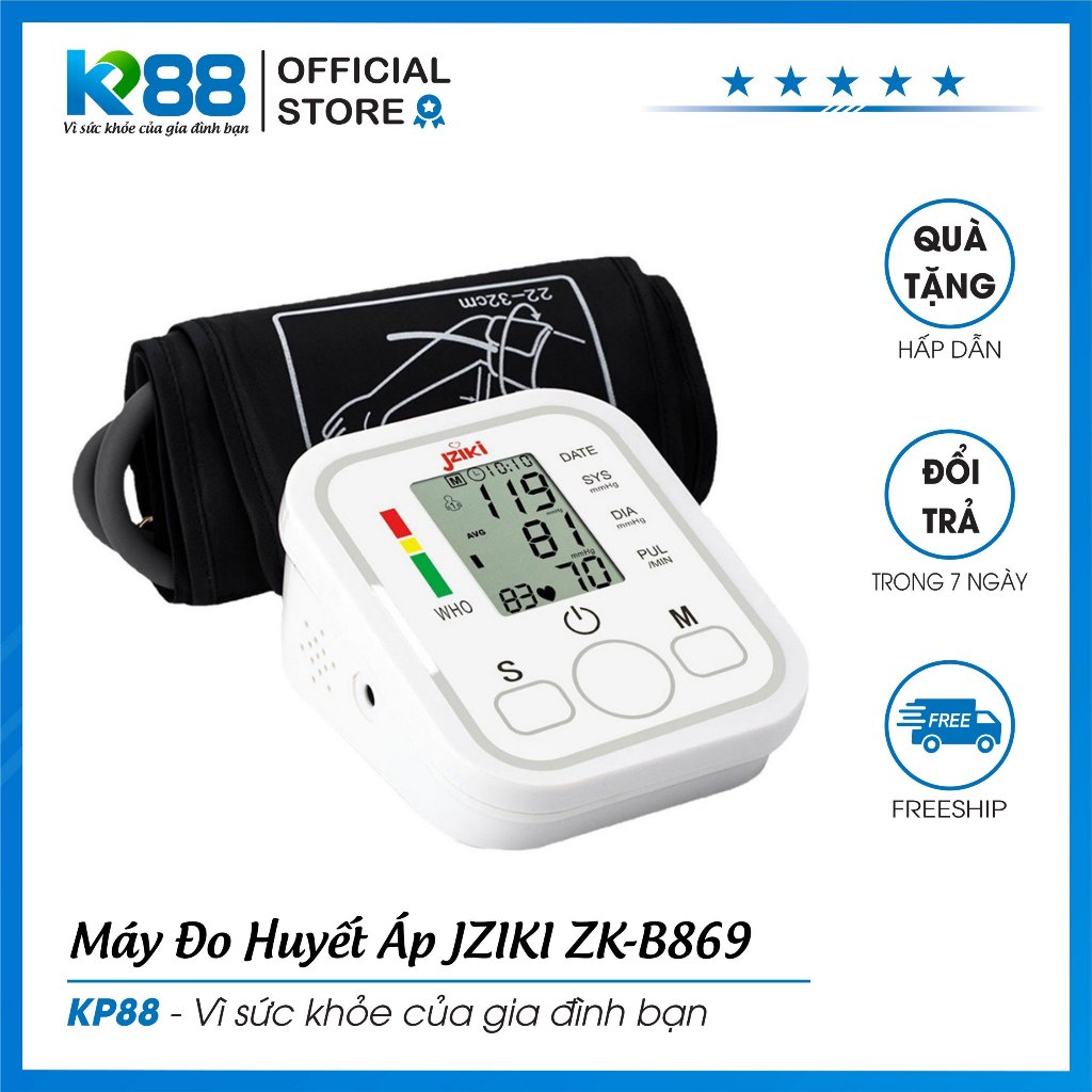 Máy Đo Huyết Áp Bắp Tay JZIKI ZK-B869 Độ Chính Xác Cao, Bảo Hành Chính Hãng 12 Tháng