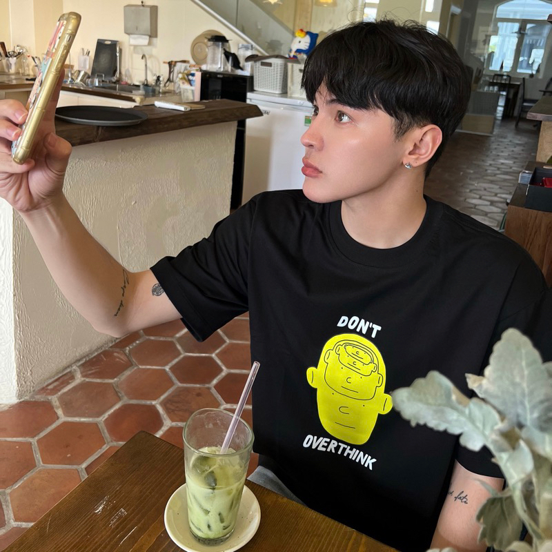Áo thun DON’T OVERTHINK unisex cổ tròn form rộng 100% cotton