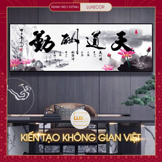 Tranh tráng gương treo tường Luxecor in nghệ thuật chữ thư pháp Trung Quốc ý nghĩa treo văn phòng làm việc doanh nhân