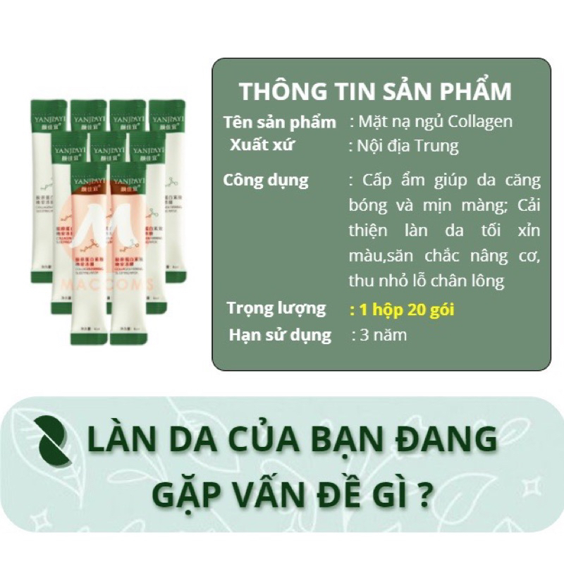 Mặt Nạ Ngủ Thạch Collagen YANJIAYI Hộp 20 Gói