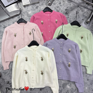 Áo khoác len cardigan thêu hoa