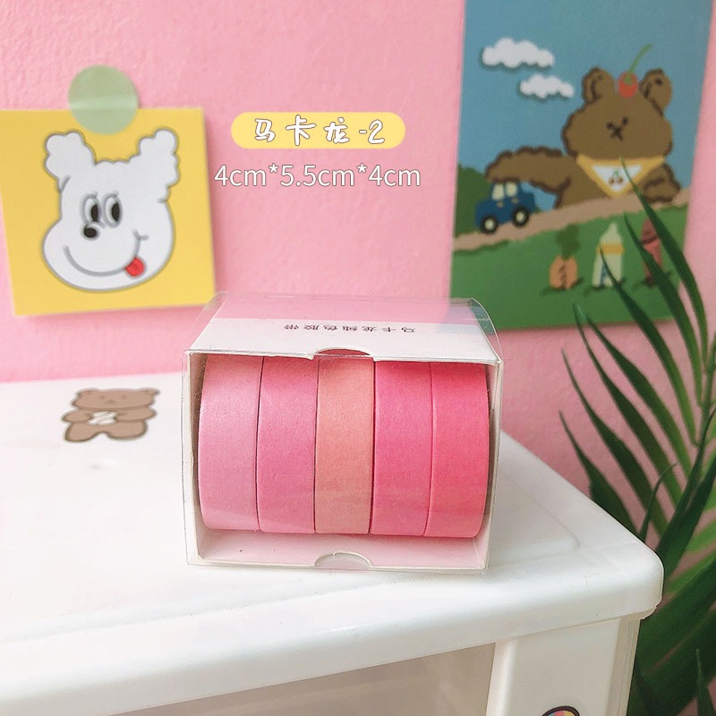 Hộp 10 Cuộn Băng Keo Washi Tape Mini 5mm DIY Trang Trí Bullet Journal Nhật Ký Sổ Lưu Niệm D065