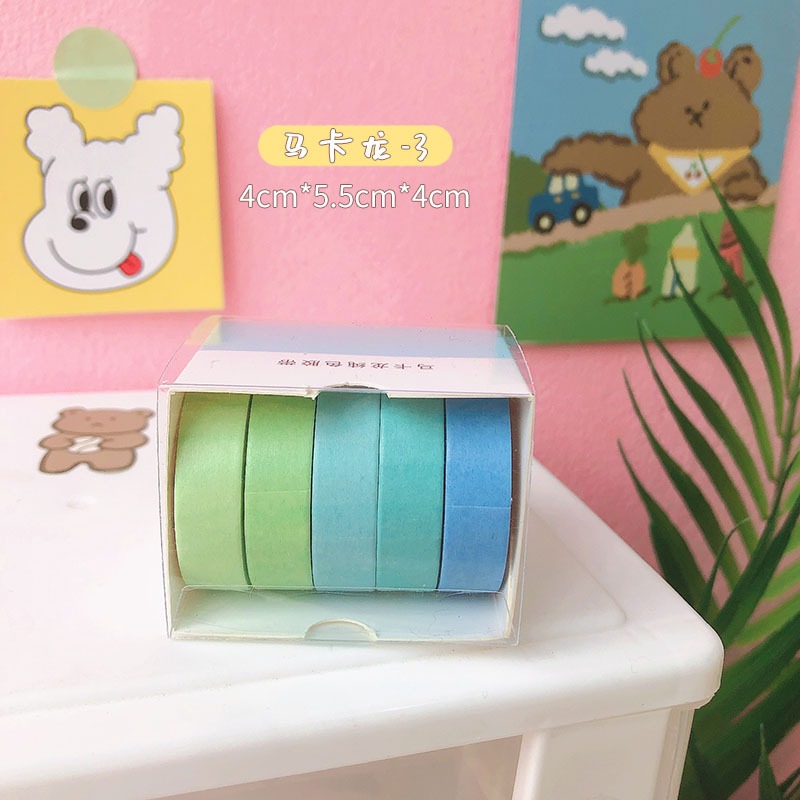 Hộp 10 Cuộn Băng Keo Washi Tape Mini 5mm DIY Trang Trí Bullet Journal Nhật Ký Sổ Lưu Niệm D065