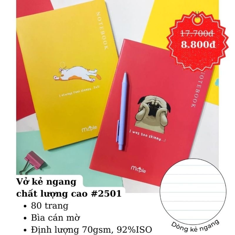 Sổ Kẻ cao cấp 80 trang, định lượng 70 gram Mc.Ple