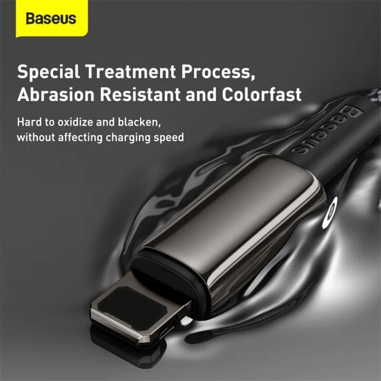 Cáp Sạc Nhanh Baseus 20w CATLWJ Siêu Bền Cho Điện Thoại Đầu Bọc Kim Loại Đen Bóng