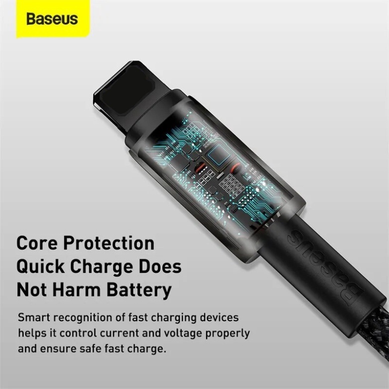 Cáp Sạc Nhanh Baseus 20w CATLWJ Siêu Bền Cho Điện Thoại Đầu Bọc Kim Loại Đen Bóng