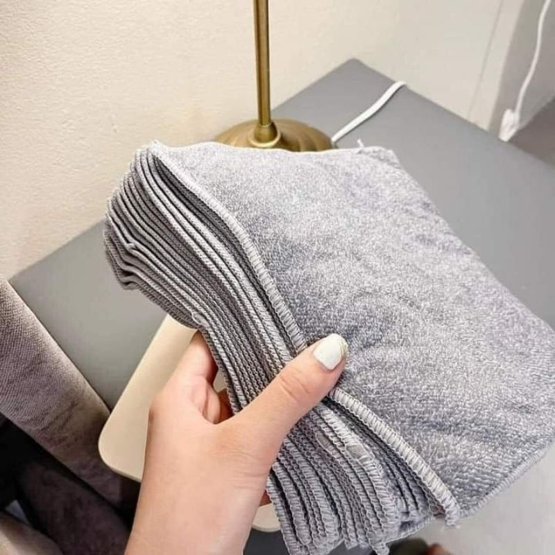 Sét 10 khăn lau tay lau bếp 2 mặt 2 chất liệu, màu ghi sạch sẽ