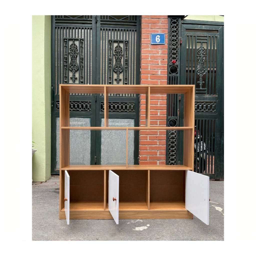 Kệ sách gỗ nhiều ngăn đa năng có tủ để đồ tiện dụng, giá sách gỗ trang trí