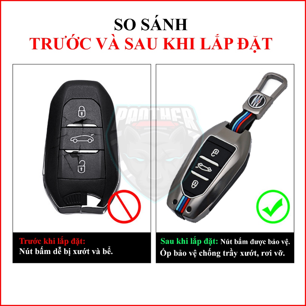 Ốp Chìa Khóa Xe PEUGEOT 3008 5008 2008 408 Traveller Họa Tiết 3 Sọc Màu Thép Hợp Kim Bền Bỉ Tinh Tế Sang Trọng Lịch Lãm