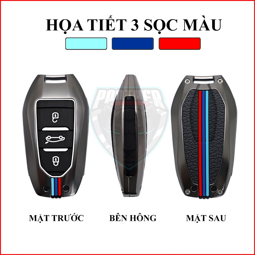 Ốp Chìa Khóa Xe PEUGEOT 3008 5008 2008 408 Traveller Họa Tiết 3 Sọc Màu Thép Hợp Kim Bền Bỉ Tinh Tế Sang Trọng Lịch Lãm
