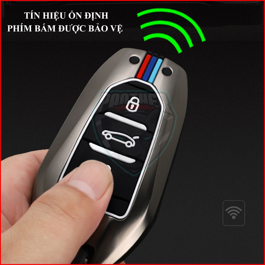 Ốp Chìa Khóa Xe PEUGEOT 3008 5008 2008 408 Traveller Họa Tiết 3 Sọc Màu Thép Hợp Kim Bền Bỉ Tinh Tế Sang Trọng Lịch Lãm