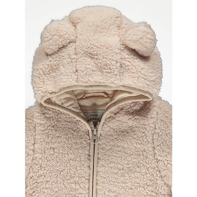 Áo khoác lông có mũ tai gấu be GEORGE