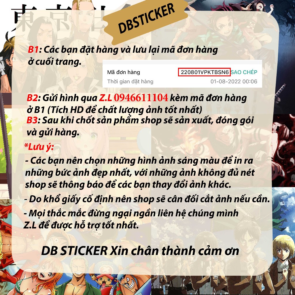 Poster dán tường, hình tranh anime, đề can dán tường in theo yêu cầu