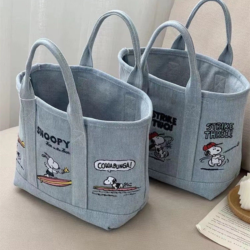 MVP3646 Túi tote Vải canvas Cỡ Lớn Thêu Họa Tiết Hoạt Hình Chú Chó snoopy Dễ Thương Cho Nữ