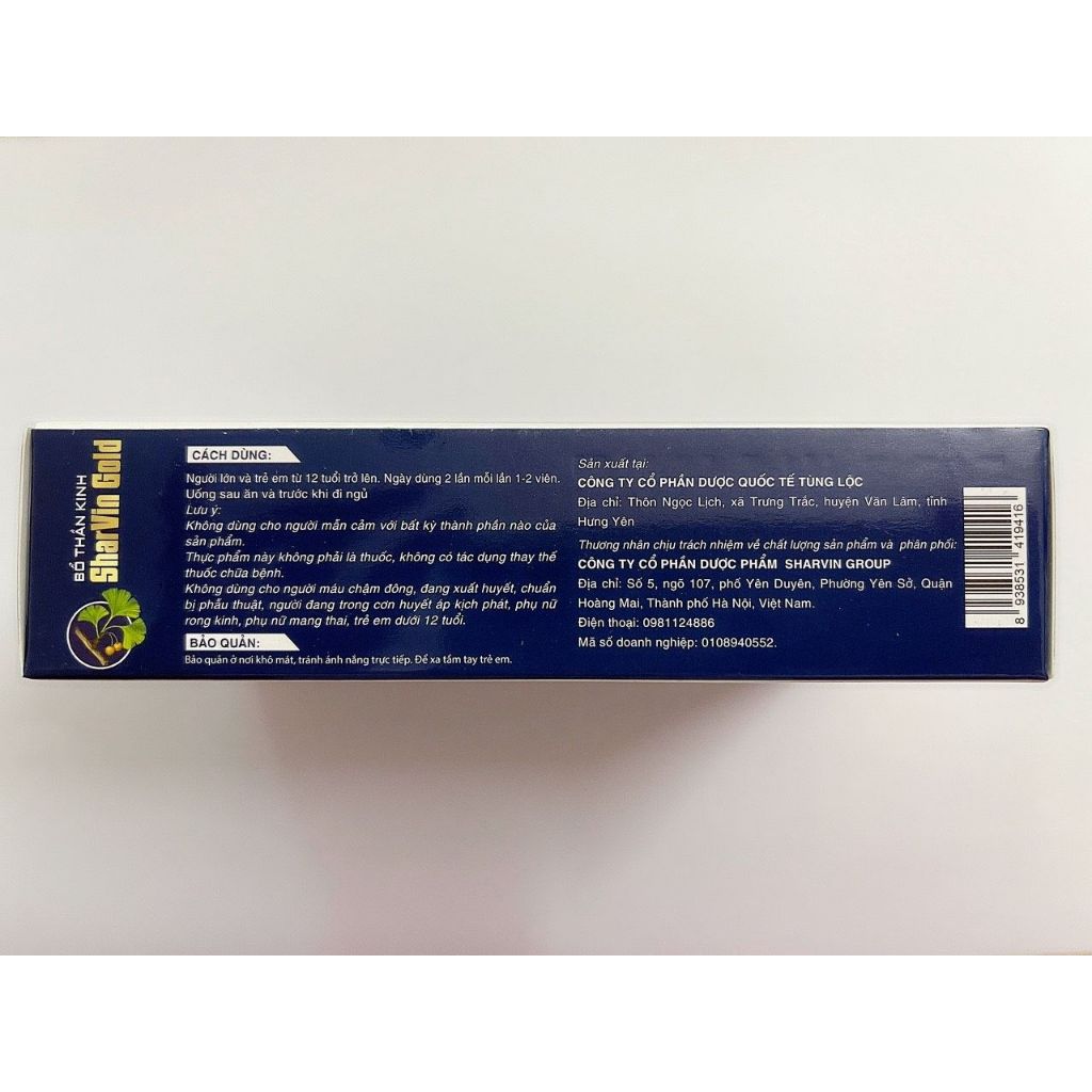 Bổ thần kinh SharVin Gold-Giảm đau mỏi cổ,tê bì chân tay-Hỗ trợ hạn chế đau dây thần kinh ngoại biên-Hộp 30v-Ezpharmacy