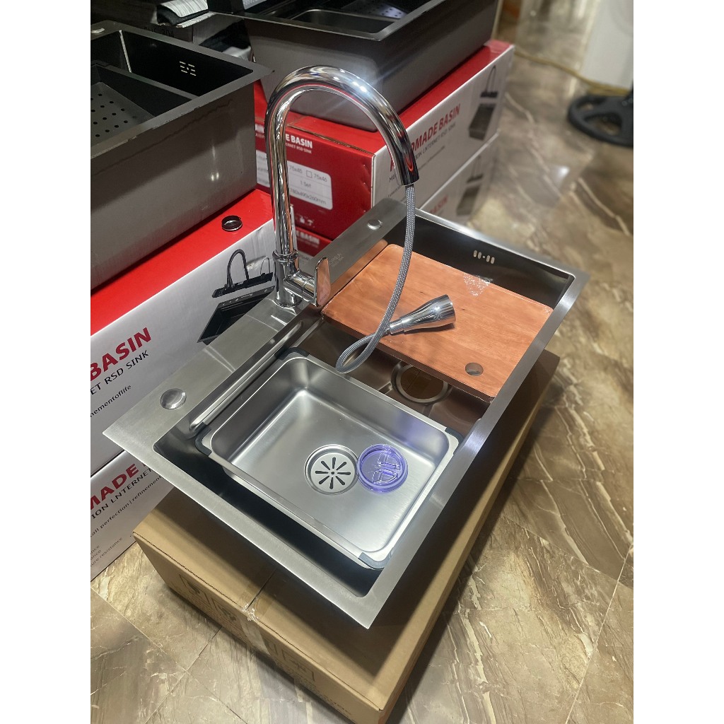 Chậu rửa bát 1 hố inox 304 kích thước 75x46cm